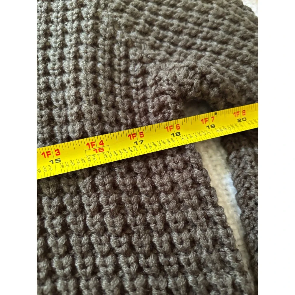 Poof Waffle Knit Sweater M Olive Mock Neck Chunky Cottagecore Cozy Pullover